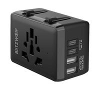 CARICABATTERIE DA AUTO BLITZWOLF BW-TA1 4 in 1 USB-C PD 20W, 2 porte USB da 800-1920 W, Nero