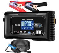 Caricabatterie da auto da 20 A, 12 V/24 V, con caricatore per batterie LiFePO4 e al piombo (AGM, gel, MF, EFB, SLA ecc.), Carica di mantenimento, desolfatore, display LCD per auto, moto, barca
