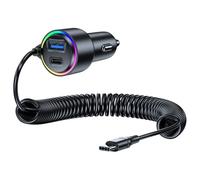 Caricabatterie da auto da 75 W con cavo a molla Generale caricabatterie per più dispositivi veloci contemporaneamente in tutti i veicoli