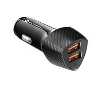 Caricabatterie da Auto Forcell Doppio USB 36W Quick Charge 3.0 Nero Carbonio