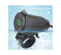 Caricabatterie da Auto per Manubrio Rider, Doppia Presa USB, Caricabatteria da Auto A Ricarica Rapida QC3.0 per Moto con Indicatore di Tensione A