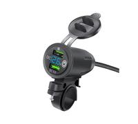 Caricabatterie da Auto per Manubrio Rider, Doppia Presa USB, Caricabatteria da Auto A Ricarica Rapida QC3.0 per Moto con Indicatore di Tensione B