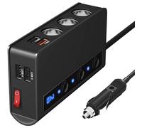 Caricabatterie da auto Presa accendisigari Splitter 180W Adattatore accendisigari con 4 porte USB Interruttore separato Display di tensione QC3.0 Ricarica rapida per telefono compresse Dash Cam