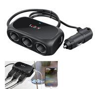 Caricabatterie da auto splitter 3 in 1 con doppia USB, 120 W, 12 V/24 V, adattatore per accendisigari per Dash Cam/telefono/GPS, ricarica rapida USB C e A, accessorio per auto
