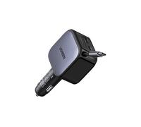 CARICABATTERIE DA AUTO UGREEN Nexode caricatore auto 90W con cavo retrattile, UGREEN Smartphone da 90W, Grigio, Nero