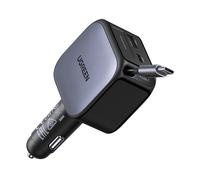 CARICABATTERIE DA AUTO UGREEN per con cavo USBC retrattile, Universale Smartphone, tablet Nero