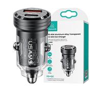 CARICABATTERIE DA AUTO USAMS C35 USB e USB-C PD da 45 W, Nero