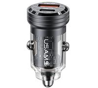 Caricabatterie da auto USAMS C35 USB+USB-C 45W a ricarica rapida nero/nero CC175