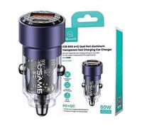 CARICABATTERIE DA AUTO USAMS C39 USB-A e USB-C da 60 W, Viola