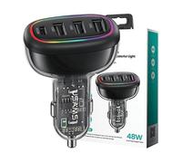 CARICABATTERIE DA AUTO USAMS CC170CC01 1 USB-C 3 USB-A PD3.0 da 48 W, Nero