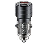 Caricabatterie da auto USAMS da 95 W con ricarica rapida USB+USB-C, colore nero.