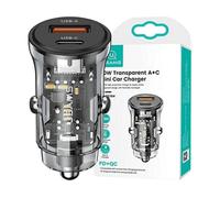 CARICABATTERIE DA AUTO USAMS US-CC164 USB e USB-C rapido da 30 W, Nero