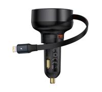 Caricabatterie da auto USB-A con cavo Lightning retrattile per iPhone, 55 W - Nero