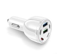 Caricabatterie da auto USB C, 30 W, PD, 6 porte, nero, per auto USB C | nero/bianco, materiale PC, resistente al calore, antipolvere, durevole nel funzionamento continuo