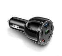 Caricabatterie da auto USB C, 30 W, PD, 6 porte, nero, per auto USB C | nero/bianco, materiale PC, resistente al calore, antipolvere, durevole nel funzionamento continuo