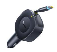 Caricabatterie da auto USB-C con cavo USB-C retrattile da 30 W - Nero