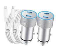 Caricabatterie da auto USB C veloce a doppia porta da 40 W, confezione da 2, con cavo USB C a C da 3 piedi