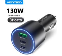 Caricabatterie da auto Vention 130W USB Type C QC 4.0 PPS PD 30W a ricarica rapida USB C per iPhone 16 15 Pro Samsung Macbook