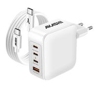 Akashi Caricabatterie ALTGAN100W 130W 2 porte USB-C da 100W + 1 USB-A da 30W con cavo USB-C bianco