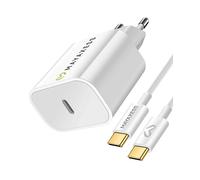 CARICABATTERIE DA MURO AVIZAR SEK-VIRT-PX10F (con cavo USB-C 1 m) da 20 W, Bianco
