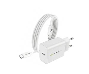 CARICABATTERIE DA MURO AVIZAR Virtuo F7, Samsung, Apple, Poco, dispositivi Android e iOS con ricarica USB-C da 20 W, Bianco