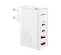 CARICABATTERIE DA MURO BASEUS Baseus GaN2 Pro Cargador Rápido 100W 2USB-C+2USB-A con Cable USB-C de 1M Blanco Bianco