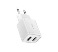 Baseus, Caricabatterie di rete compatto con doppia uscita USB-A 10,5W, Bianco