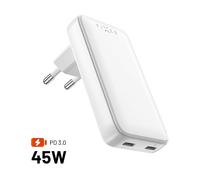 CARICABATTERIE DA MURO FIXED FIXCG45S-2CWH, Universale da 45 W, Bianco