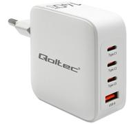 Caricabatterie da muro GaN Qoltec 140W | 5-20V | 2,5-5A | 3 x USB-C PD | 1 x USB