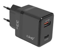 CARICABATTERIE DA MURO LINQ PD3452 - 33W USB-C Power Delivery, 18W USB Ricarica rapida da 33 W, Bianco