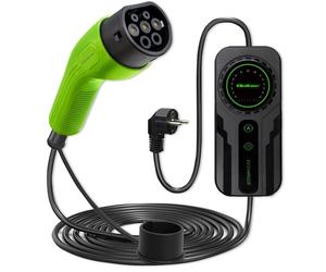 Caricabatterie da muro portatile 2 in 1 Qoltec per veicoli elettrici, tipo 2 Schuko, 3,5 kW e 230 V, con display LCD da 5 M