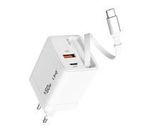 Caricabatterie da Muro PPS da 50W con Cavo Retrattile / Porte USB-C / USB-A