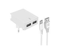 CARICABATTERIE DA MURO SWISSTEN SLIM - 15W, doppia USB, 5V 3A, ricarica rapida