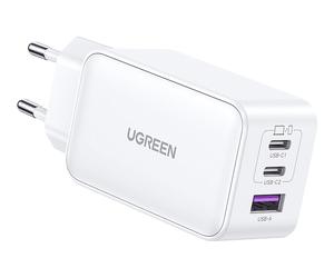 CARICABATTERIE DA MURO UGREEN Nexode USB 2*USB-C GaN Tech da 65 W, Bianco