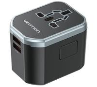 Caricabatterie da muro universale Vention FJCB0 da 20 W, 1 USB-C, 2 USB, tutto in uno, da viaggio, nero