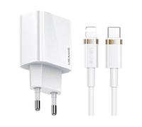 CARICABATTERIE DA MURO USAMS T34 USB-C per iPhone da 20 W, Bianco