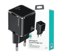 CARICABATTERIE DA MURO USAMS T42 mini USB-C ricarica rapida da 25 W, Nero