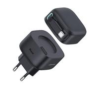 CARICABATTERIE DA MURO USAMS US-CC202 caricabatterie USB-C GaN con cavo USB-C-Lightning retrattile da 35 W, Nero
