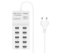 Caricabatterie da muro USB 10 porte 50W ricarica rapida compatto LinQ bianco
