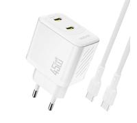 CARICABATTERIE DA MURO DUDAO A28PCEU PD, 2 porte USB-C da 45 W, Bianco