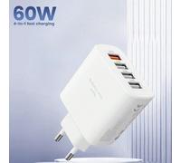 Caricabatterie da parete 4 in 1, ricarica rapida, adattatore USB multi-porta, compatibile con iPhone 17/16/15/14 Pro Max/13/12/11/XR/Plus, Galaxy S24/S23 Ultra, Oppo, Vivo, e-reader, Kindle, PSP, tele