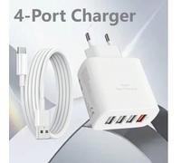 Caricabatterie da parete 4 in 1, ricarica rapida, adattatore USB multi-porta, compatibile con iPhone 17/16/15/14 Pro Max/13/12/11/XR/Plus, Galaxy S24/S23 Ultra, Oppo, Vivo, e-reader, Kindle, PSP, tele