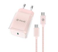 Caricabatterie da Parete + Cavo USB-C Muvit for Change Glass GaN Rosa