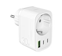 Caricabatterie da parete con spina Schuko, USB-C, USB-A, Power Delivery da 30 W - bianco