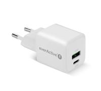 Caricabatterie da parete everActive GaN SC-330 con 1 porta USB e 1 porta USB-C Q