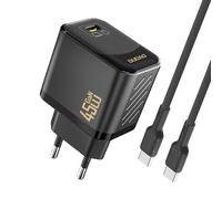 CARICABATTERIE DUDAO A28C GaN con 2 porte USB-C da 45 W, Nero