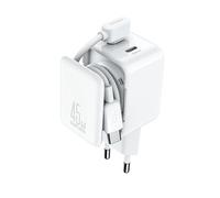 Caricabatterie da parete GaN con organizzatore di cavi 45W - bianco
