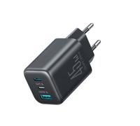 Caricabatterie da parete GaN da 45 W per iPhone con connettore USB-C, Lightning e USB-A - Nero