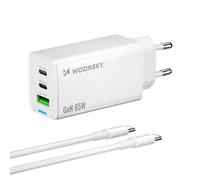 Caricabatterie da parete GaN USB-A USB-C con cavo USB-C da 65 W - Bianco