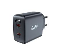 Caricabatterie da parete GaN veloce da 35 W PD con 2 porte USB-C, colore nero.